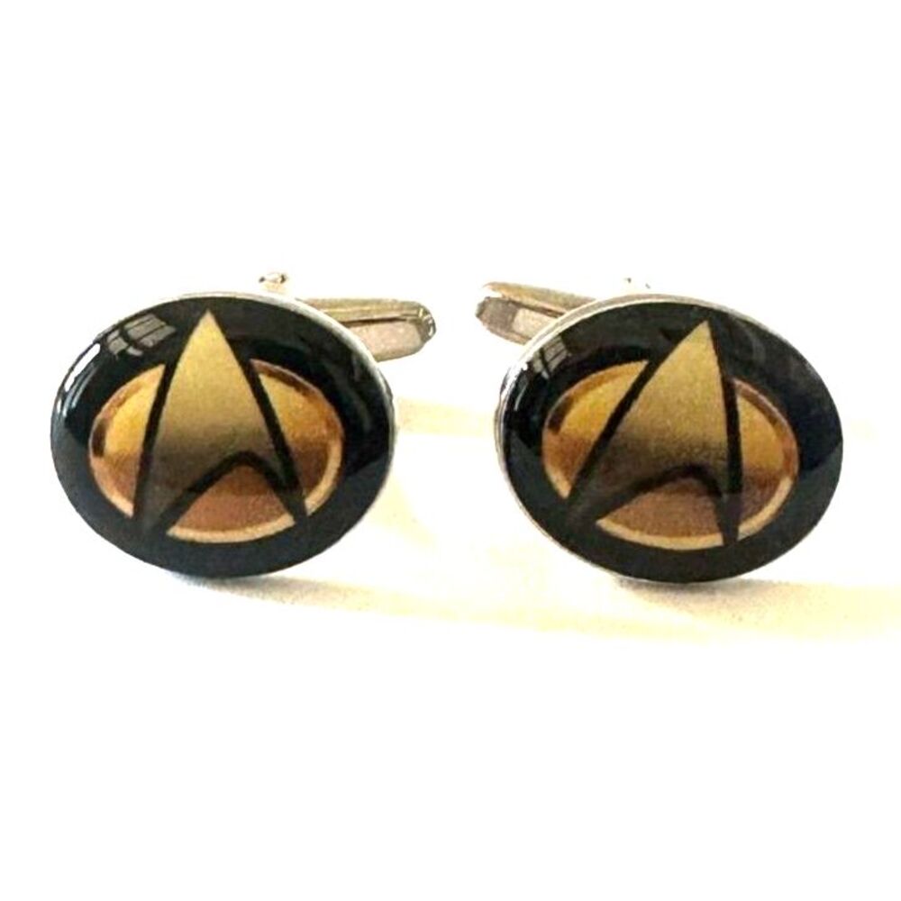 Star Trek Starfleet Delta Shield Cufflinks — Gold & Black Oval